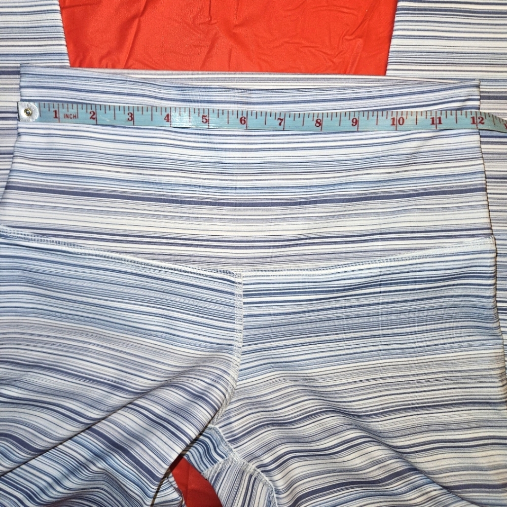 D.Y.I. Define Your Inspiration High Waisted Stripe Leggings szM Blue Gray White - Picture 4 of 8